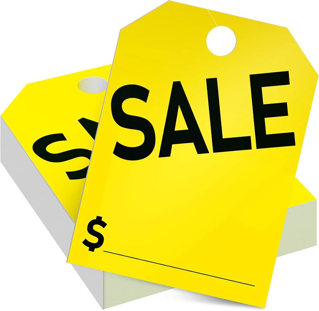 Crtiin 100 Pack Sale Tags Car Sale Sign Dealer Mirror Hang Tags 8.5 x 11.8 Inches for Car Rear View Mirror(Yellow)