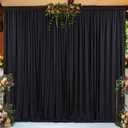 Black Backdrop Curtain 2 Panels-Wrinkle-Free Black Curtains Polyester Photography Drapes for Wedding Birthday Party Photo Background Backdrop Stand- 8 X10FT