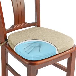 SINOSSO 1 Pack Memory Foam Chair Cushions for Dining Chair, Friendly Woven Fabric 16" U-Shape Comfortable Kitchen Chair Pad, Removable Slip Resistant Seat Cushion (1 Piece, Linen) (Light Brown)