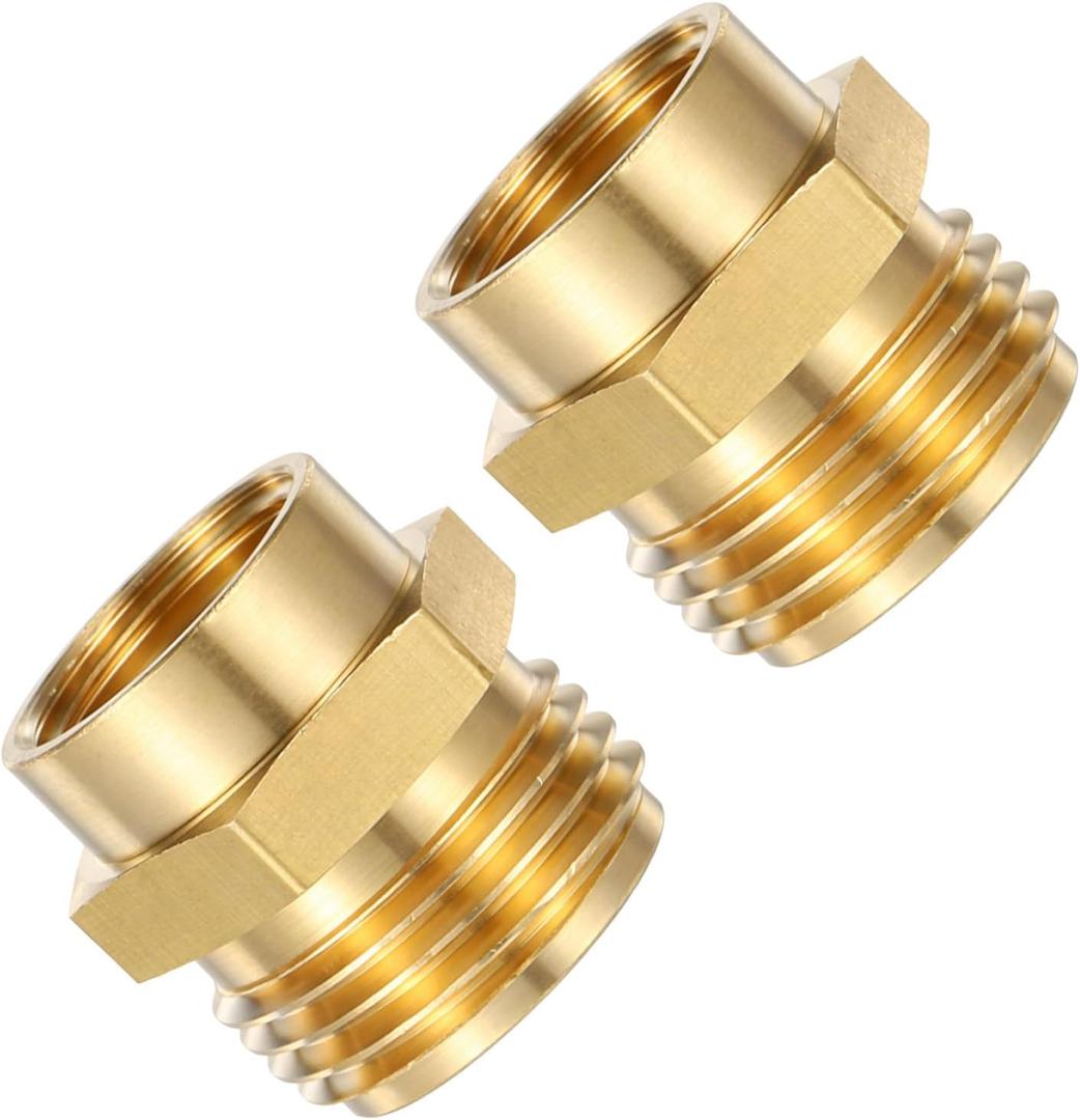 2 Pcs No Leak Pipe Adapter 1/2 NPT Female to 3/4 GHT Male Garden Hose Adapter Brass Garden Hose Fitting Female to Male Hoses Connector Connector GHT Npt Adapters for Water Hoses Outdoor Pipes