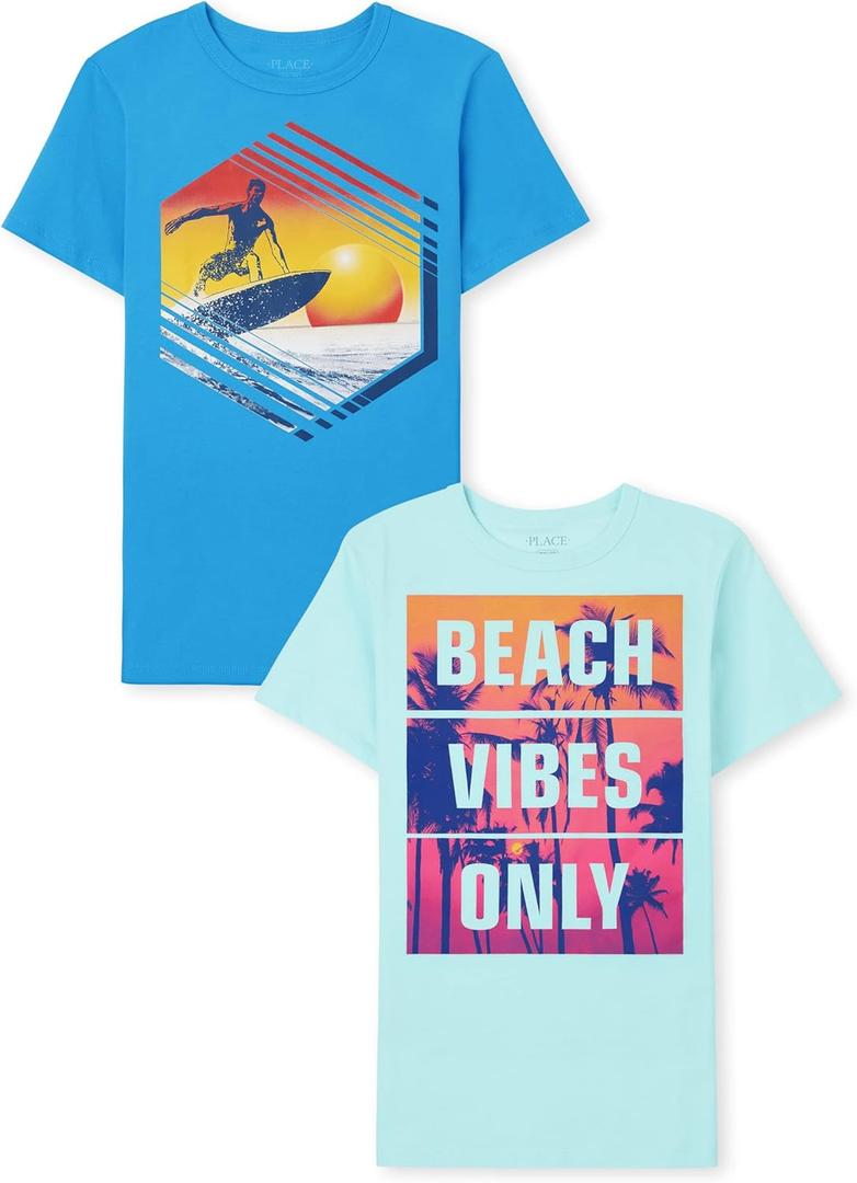 The Children's PlaceThe Children's Place Boys Short Sleeve Graphic T- Shirt 2-PackSurfer/ Beach Vibes OnlySmall (5/ 6)