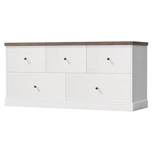 Flamaker Dresser for Bedroom with Chests of 5 Drawer, TV Stand and Storage Organizer, Modern Wide Wood Chest of Drawers for Living Room Hallway Entryway (Black)