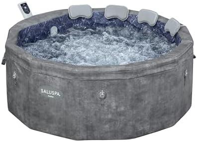 Bestway SaluSpa Paris ThermaCore UltraFit Smart AirJet Rigid Foam Hot Tub Spa (67" x 25.5") | Fits Up to 4-6 Persons | Grey Marble