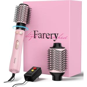 Farery 2-in-1 Blow Dryer Brush Set for Frizz-Free Blowout | 2-inch Rotating Hair Dryer Brush & 3-inch Hot Air Brush with Oval Barrel | 1000W for Fast Drying, Straightening, Volumizing & Smoothing