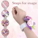 6Pcs Slap Wrist Corsage Bracelets DIY, Glitter Slap Corsage Wristlet Shimmer Wrist Corsage Bands Kit for Wedding Prom Party Bridal Bridesmaid