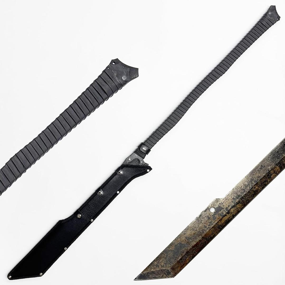 Handmade Cast High-Carbon Steel Blade Sword, Sharp Blade, Full Tang, With Leather Protective Cover Metal Sword All Made of Metal for Collection