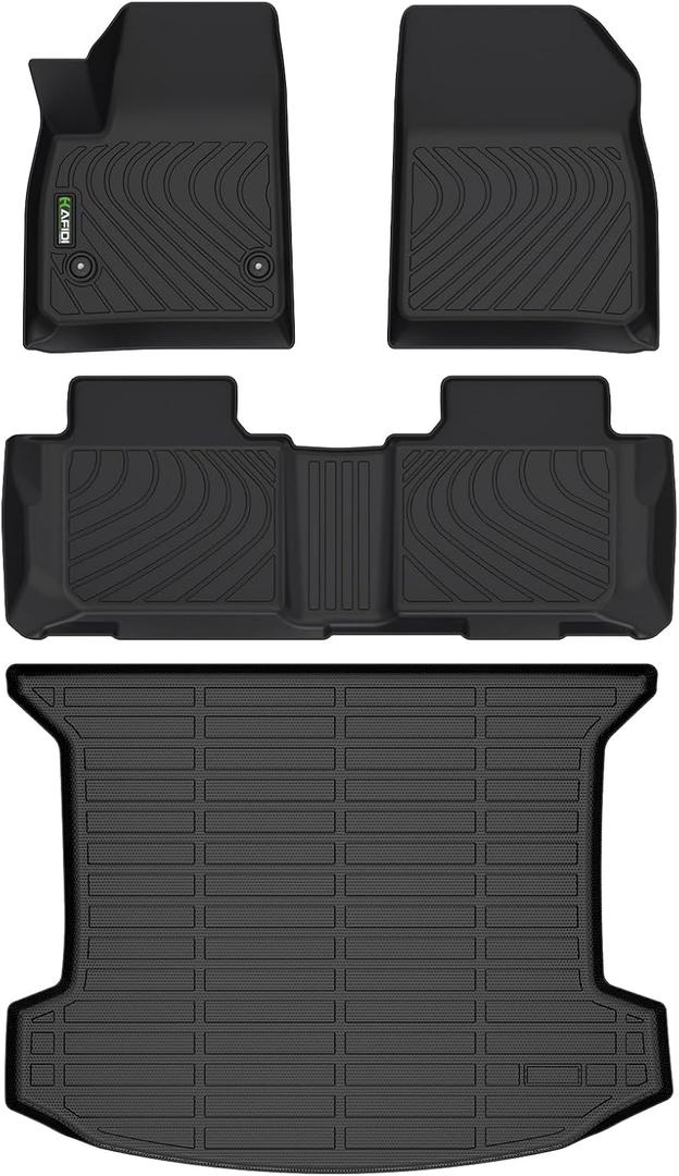 HAFIDI Floor Mats & Cargo Liner Set Fit for 2017-2024 2025 Cadillac XT5 All Weather Protection TPE Anti-Slip Automotive Full Set Floor Liners Custom Accessories - Black