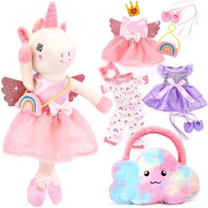 Unicorns Toys for Girls Age 4-6 Ballerina Doll Stuffed Animal Girl Toys Age 4-5 Ballet Dress up Doll with Plush Bag 4 Year Old Girl Birthday Gifts 5 Year Old Girls Dance Recital Gifts, Graduation Gift