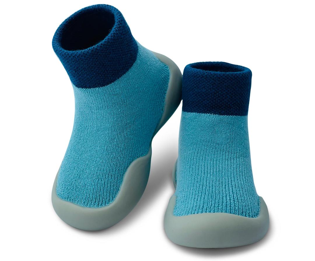 Dookeh Baby Shoes Boys Girls First Walking Shoes Non Slip Soft Sole Sneakers Toddler Infant Babygirl Sock Shoes (5-Turquoise, 18 Months) (Blue)