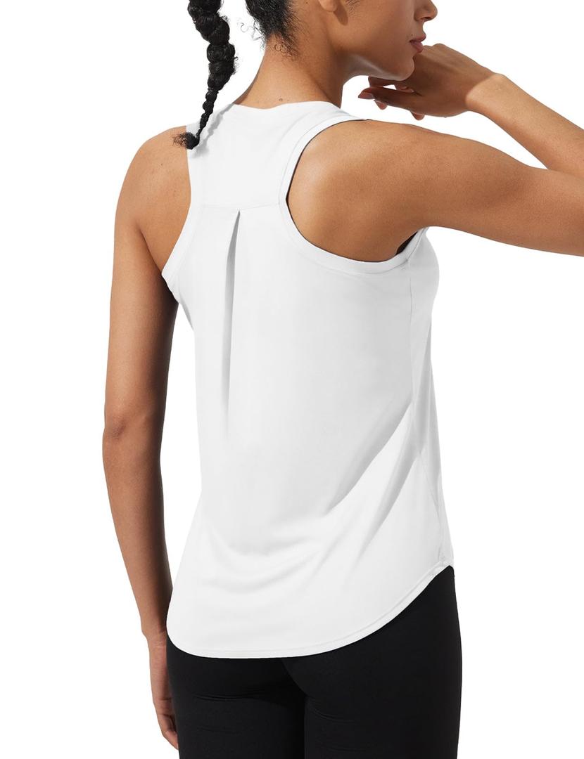 ASPO Women's Workout Tank Tops Racerback Athletic Top Sleeveless Yoga Running Tops Quick Dry Gym Outdoor UPF50+ Light Blue L (Blue, L)
