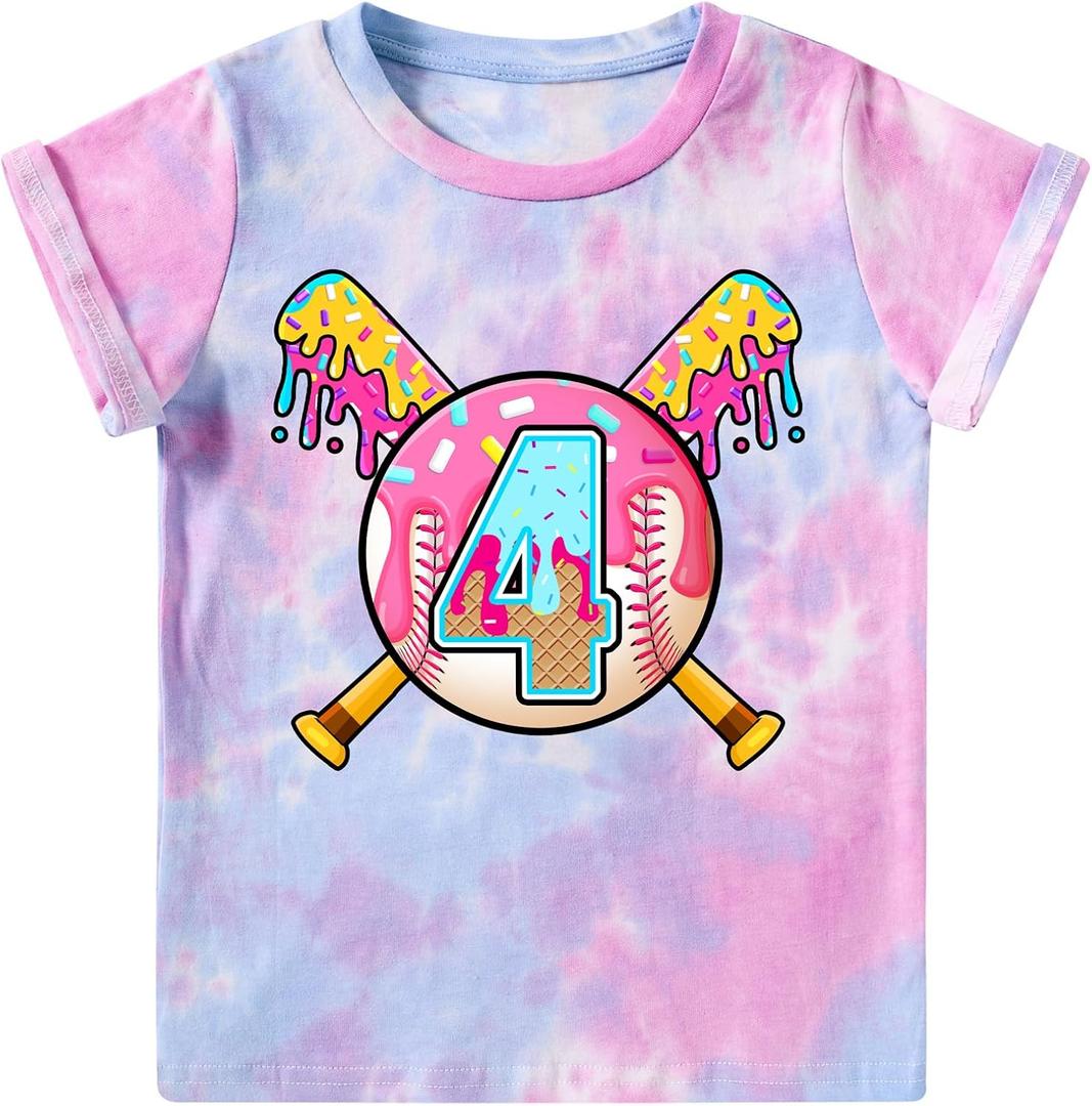 Lovekider Girls Birthday T Shirts Cotton Short Sleeve T-Shirts Tee Party Clothing 3-6 Years