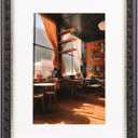 Golden State Art, 12X16 Ornate Finish Photo Frame with White Mat for 8X12 Picture & Real Glass, Color: Black with Silver & Burgundy