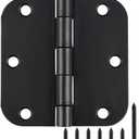 30 Pack Rounded Matte Black Door Hinges 3.5 Inch 5/8" Radius Interior 3 1/2" Flat Iron Bifold Residential Standard Bedroom Indoor for Doors 3 ½"Hardware Control House Home Decor Essentials Accessories