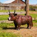 Ratuor Garden Metal Highland Cow Outdoor Statues Cattle Yard Art Lawn Decoration Outdoor Sculpture Housewarming Birthday Gifts