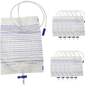 [10 Pack] Urinary Drainage Bag, Foley Catheter Bag with Anti-Reflux Valve, 2000mL Urine Bags with Easy Drain Switch, Drain Bags for Home and Hospitals Health Aids