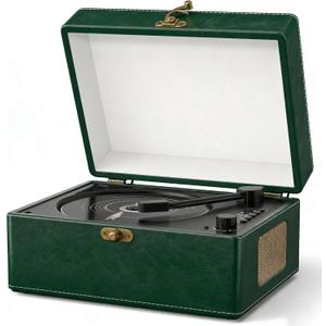 Retro CD Player with Bluetooth in/Out Portable CD Player with Built-in Rechargeable Battery,Auto Power Off,USB,AUX,Headphone Jack,Vintage Music Player Great Birthday Gifts for Women/Men-Green