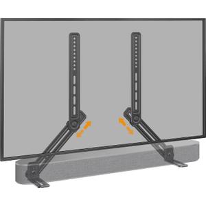 Perlegear Soundbar Mount with Adjustable Height, Sound bar Mount up to 15 lbs, Soundbar Mount Under TV or Above TV, Soundbar tv Mount Bracket with Detachable Long Extension Plates PGSM04B