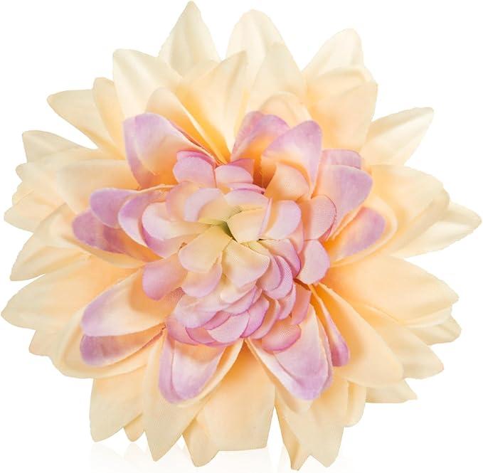 Fabric Flowers Heads for Craft, 15 Pcs Artificial Dahlias Flower Heads Bulk, 3.5 Inch Coffee Silk Flowers Heads Artificial Flowers for Home Wedding, Hat Decoration, DIY Wreath, Scrapbooking