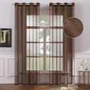 MIULEE 2 Panels Chocolate Brown Sheer Window Curtains Elegant Grommet Top Window Voile Drapes/Treatment Linen Textured Panels for Bedroom Living Room (54X84 Inches Dark Brown)