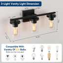 20in Bathroom Light Fixture Over Mirror, 3-Light Matte Black Vanity Lights with Clear Glass Shades, Modern Wall Sconces for Living Room, Bedroom, Hallway, E26 Base