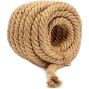 Jute Rope Garden Twine String Indoor and Outdoor DIY Twisted Manila Rope Home Decor Crafts for Gardening Thick Rope Natural Nautical Nemp Strong Jute Rope (50, 5/16 inch (8mm))