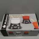 Mabeeze Cast Iron Fondue Pot Set Orange Enameled 1.6 Qt for Cheese, Chocolate, or Meat: Includes 6 Fondue Forks