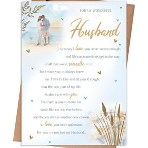 2 x Father's Day Card for Husband, Fathers Day Card Gifts for Husband from Wife, Father's Day Card Gift for Hubby, Fathers Day Decorations