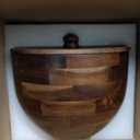 Wood Mixing Bowl Compatible with 4.5-5 Qt Tilt-Head Stand Mixers with Lid Cover - Natural True Acacia Wooden Bowls, 5 Quart Kitchen Aid Bowls for Mixer with Stainless Steel Locking Base., Large