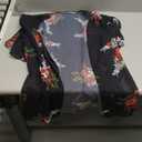 Women's Floral Print Puff Sleeve Kimono Cardigan Loose Cover Up Casual Blouse Tops (X-Large)