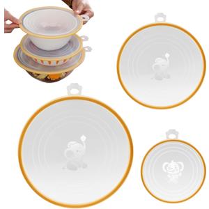 Silicone Lids - 3-Pack Heat-Resistant Splash-Proof Clear Lids, Reusable Silicone Suction Cups for Bowls, Cups, Skillets, Plates, and Pots; Suitable for Stovetops, Ovens, and Refrigerators