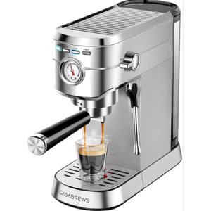 CASABREWS CM5418 Espresso Machine 20 Bar, Compact Espresso Maker with Steam Milk Frother, Stainless Steel Coffee Machine with 34oz Removable Water Tank for Cappuccino, Gift for Women or Men, Silver