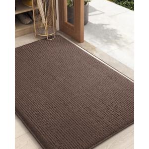 Color&Geometry Front Door Mat Indoor Entrance- Dirt Trapper, Absorbent, Non Slip, Washable Doormat, 24"x36" Doormat Dark Brown Entrance Rugs 2x3 Indoor Rugs for Entryway