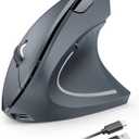 TECKNET Ergonomic Wireless Mouse, Rechargeable Mouse Wireless Silent for Carpal Tunnel Right Hand, 2.4GHz USB Vertical Mouse Wireless for Laptop, 5 Adjustable 4800 DPI, Computer, MacBook, Desktop (Grey)