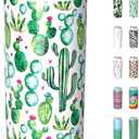 TILUCK Skinny Can Cooler for Slim Beer & Hard Seltzer, Stainless Steel, Doucle-Walled Stainless Steel Insulated Slim Cans, Standard 12 oz (Cactus)