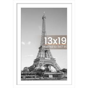 upsimples 13x19 Picture Frame, Display Pictures 11x17 with Mat or 13 x 19 Without, Wall Hanging Poster Frames, White, 1 Pack