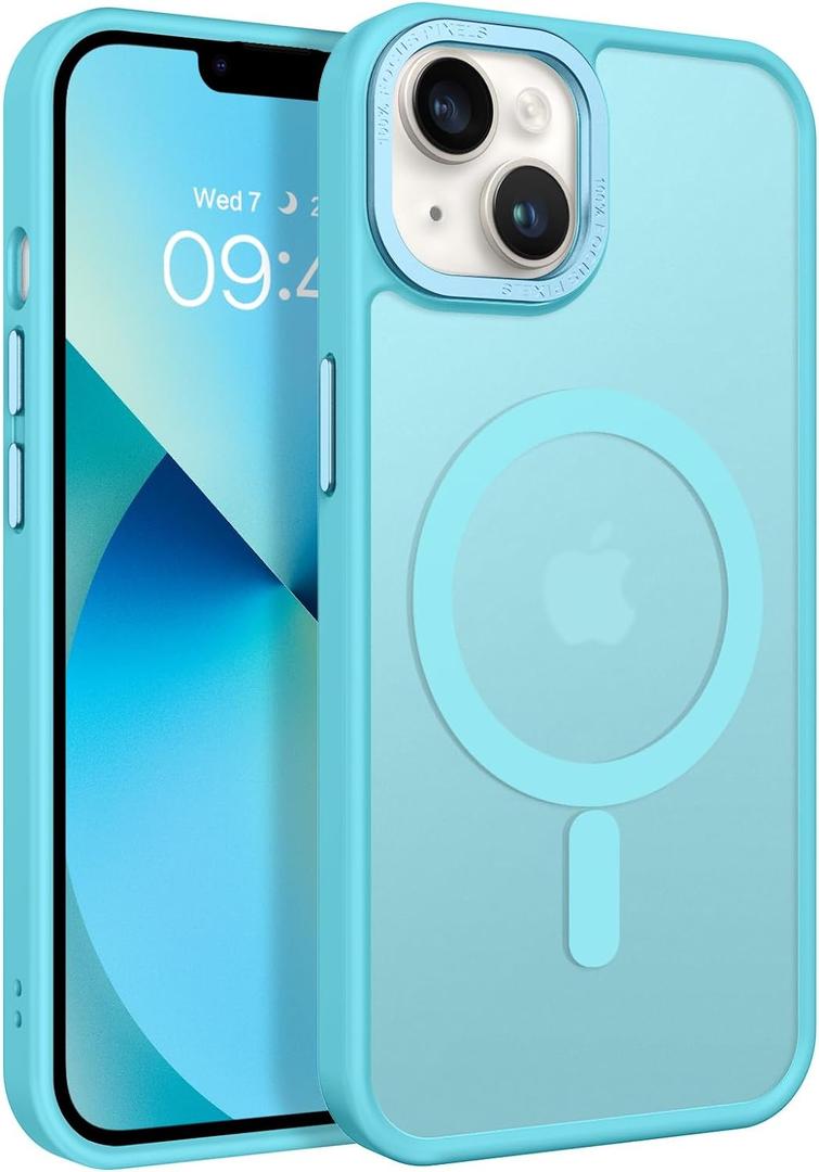 BENTOBEN Magnetic for iPhone 13 Case & iPhone 14 Case [Compatible with Magsafe] Translucent Matte Phone Case iPhone 13/14 Slim Shockproof Women Men Protective Cover for iPhone 13/14 6.1", Lake Blue