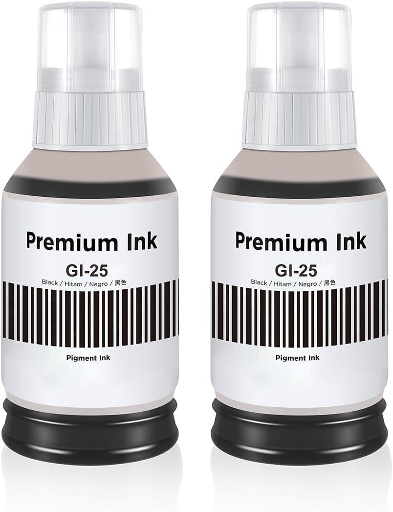 storcfe 135ML GI-25 Pigment Refill Bottle Ink Replacement for Canon 25 GI-25 GI25 Ink Work for Canon MegaTank GX2020 GX1020 Printer, Black, 2-Pack