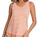 LOCUBE Women's Summer Striped Tank Top Sleeveless Scoop Neck Loose Casual Tee (Coral, XX-Large)