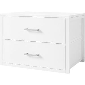 BOLUO Stackable Storage Drawers Closet Organizers and Storage Bins Fabric White 2 Drawer Dresser for Bedroom Office Modern (L(16.1"D x 21.8"W x 19.7"H))