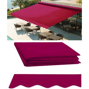 13' x 10' Retractable Awning Fabric Replacement, Outdoor Patio Sunshade Canopy Cloth, Water Resistant UV Blocking Awning Cover, Red