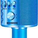 BONAOK Wireless Bluetooth Karaoke Microphone,3-in-1 Portable Handheld Karaoke Mic Speaker Machine Birthday Home Party for PC or All Smartphone (Q37 Blue)