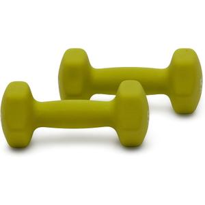 Amazon Basics Neoprene Dumbbell Hand Weights for Workout and Exercise, Hexagon Shape, 5 Pounds, Pair, Green