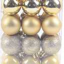 36PCS Mini Christmas Balls Ornaments Christmas Tree Decorations 1.6" Shatterproof Plastic Colored Glitter Hanging Ball Holiday Decorative Balls for Halloween Wedding Party Home Decor, Gold