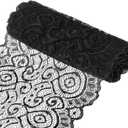 M METERXITY 15-Yard 7.1 Inch Wide Elastic Lace Fabric, Ribbon Stretchy Trim Lace W Floral Pattern for Bridal Wedding Decorations/Garment/Dress Sewing/DIY Crafts/Gift Bouquet [Black]
