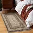 RUGSREAL Entryway Rug 2x3 Small Bedside Throw Mat with Rubber Backing Machine Washable Living Room Rug Non Slip Bathroom Mat Stain Resistant Braided Print Carpet for Dining Room Kitchen Hallway, Camel