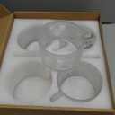 Ymyaye Vintage Glass Coffee Mugs Set of 4, 14 Ounces Embossed Glass Coffee Cups Stackable Coffee Mugs for Cereal, Yogurt, Latte, Clear Breakfast Cups with Handle for Beverages (Sunflower*4)