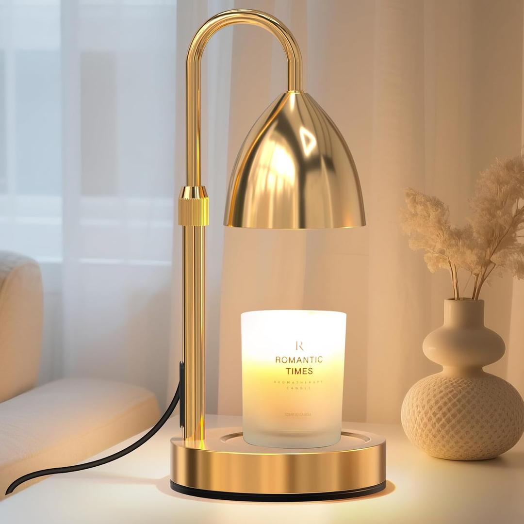 Candle Warmer Lamp with Timer Dimmable, Lamp Candle Warmer Birthday Gifts for Women, Adjustable Wax Melter Warmer for Jar Candles, House Warming Gift Home Decor (Gold)
