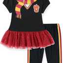 Harry Potter Girls Cosplay Hooded Shirt and Legging Pants Set for Big Kids, 8 (Black)