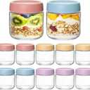 KEYWING 12 Pack Overnight Oats Containers With Lids, 10 oz Wide Mouth Mason Jars with Airtight Lids, Meal Prep Containers Food Storage Glass Jars in Bulk for Snack Yogurt Salad Spice Cereal