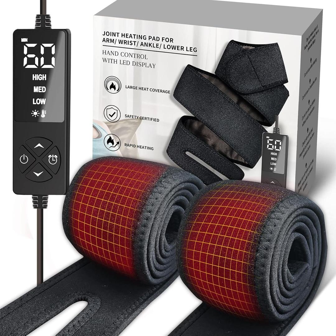 sticro Set of 2 Long Heating Pad for Hands/Arm/Ankle/Knee Pain Relief, Heated Wrap for Golfers Tennis Elbow, Carpal Tunnel, Knee Joint Arthritis Leg Ankle Plantar Fasciitis, Achilles Tendonitis